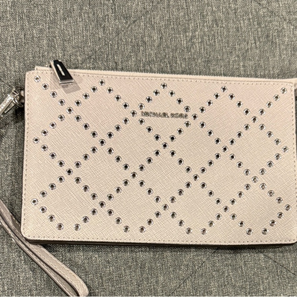 Michael Kors Studded Cream Wristlet